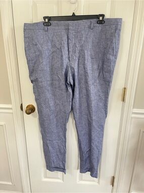 Baird McNutt Murano Pants Mens 44x32  Blue Alex Fit 100% Linen Trousers Resort